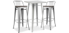 Buy Silver Bar Table + X2 Bar Stools Set Bistrot Metalix Industrial Design Metal and Dark Wood - New Edition Silver 60448 - in the EU