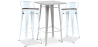 Buy Silver Bar Table + X2 Bar Stools Set Bistrot Metalix Industrial Design Metal and Dark Wood - New Edition Grey blue 60448 - prices