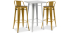 Buy Silver Bar Table + X2 Bar Stools Set Bistrot Metalix Industrial Design Metal and Dark Wood - New Edition Gold 60448 in the Europe