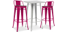 Buy Silver Bar Table + X2 Bar Stools Set Bistrot Metalix Industrial Design Metal and Dark Wood - New Edition Fuchsia 60448 home delivery
