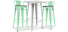 Buy Silver Bar Table + X2 Bar Stools Set Bistrot Metalix Industrial Design Metal and Dark Wood - New Edition Mint 60448 - prices