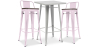 Buy Silver Bar Table + X2 Bar Stools Set Bistrot Metalix Industrial Design Metal and Dark Wood - New Edition Pastel pink 60448 in the Europe