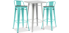 Buy Silver Bar Table + X2 Bar Stools Set Bistrot Metalix Industrial Design Metal and Dark Wood - New Edition Pastel green 60448 home delivery