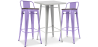 Buy Silver Bar Table + X2 Bar Stools Set Bistrot Metalix Industrial Design Metal and Dark Wood - New Edition Pastel Purple 60448 with a guarantee