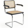 Buy Dining Chair with Armrests - Vintage Design - Wood and Rattan - Lia Black 60452 - prices