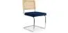Buy Dining Chair - Upholstered in Velvet - Wood and Rattan - Wanda Dark blue 60454 - in the EU