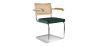Buy Dining Chair with Armrests - Velvet Upholstery - Wood & Rattan -  Wanda Dark green 60457 - in the EU