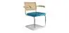 Buy Dining Chair with Armrests - Velvet Upholstery - Wood & Rattan -  Wanda Turquoise 60457 in the Europe