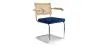 Buy Dining Chair with Armrests - Velvet Upholstery - Wood & Rattan -  Wanda Dark blue 60457 home delivery