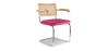 Buy Dining Chair with Armrests - Velvet Upholstery - Wood & Rattan -  Wanda Fuchsia 60457 in the Europe
