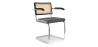 Buy Wooden Dining Chair with Armrests - Velvet Upholstery - Wood & Rattan - Jenka Dark grey 60458 - in the EU