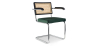 Buy Wooden Dining Chair with Armrests - Velvet Upholstery - Wood & Rattan - Jenka Dark green 60458 in the Europe