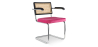 Buy Wooden Dining Chair with Armrests - Velvet Upholstery - Wood & Rattan - Jenka Fuchsia 60458 - prices