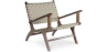 Buy Armchair, Bali Boho Style, Linen and teak wood - Grau Taupe 60467 - prices