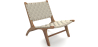 Buy Armchair, Bali Boho Style, Linen and Teak Wood  - Grau Taupe 60470 - prices
