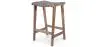 Buy Bar Stool in Bali Boho Style, Leather and Teak Wood - Grau Brown 60472 - in the EU