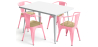 Buy Dining Table + X4 Dining Chairs with Armrest Set - Bistrot - Industrial Design Metal and Light Wood - New Edition Pink 60442 with a guarantee
