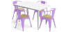 Buy Dining Table + X4 Dining Chairs with Armrest Set - Bistrot - Industrial Design Metal and Light Wood - New Edition Light Purple 60442 - prices