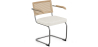 Buy Dining Chair Natural Rattan Lattice Back Boucle Design with Armrest - Jya White 60538 - in the EU