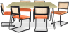 Buy Pack Hairpin Dining Table 150x90 & 6 Black Mesh Rattan and Velvet Chairs - Nema Reddish orange 60559 - prices