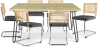 Buy Pack Hairpin Dining Table 150x90 & 6 Black Mesh Rattan and Velvet Chairs - Wanda Dark grey 60581 - prices
