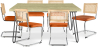 Buy Pack Hairpin Dining Table 150x90 & 6 Black Mesh Rattan and Velvet Chairs - Wanda Reddish orange 60581 at MyFaktory