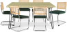 Buy Pack Hairpin Dining Table 150x90 & 6 Black Mesh Rattan and Velvet Chairs - Wanda Dark green 60581 - in the EU