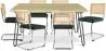 Buy Pack Hairpin Dining Table 150x90 & 6 Black Mesh Rattan and Velvet Chairs - Wanda Dark green 60581 - in the EU