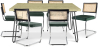 Buy Pack Hairpin Dining Table 150x90 & 6 Black Mesh Rattan and Velvet Chairs - Jenka Dark green 60582 at MyFaktory