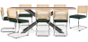 Buy Pack Industrial Wooden Table (200cm) & 8 Rattan and Velvet Mesh Chairs - Wanda Dark green 60593 - in the EU