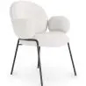 Buy Dining Chair with Armrests - Bouclé Fabric Upholstery - Toler White 60626 - in the EU