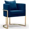 Buy Dining Chair - With armrests - Upholstered in Velvet - Vittoria Dark blue 61009 in the Europe