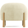 Buy Round Corduroy Upholstered Pouf with Natural Wood Legs - Merv Ivory 61450 - prices