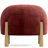 Buy Round Corduroy Upholstered Pouf with Natural Wood Legs - Merv Wine 61450 in the Europe