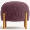 Buy Round Corduroy Upholstered Pouf with Natural Wood Legs - Merv Wine 61450 in the Europe