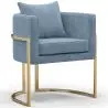 Buy Dining Chair - With armrests - Upholstered in Velvet - Vittoria Light blue 61009 - prices