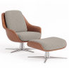 Buy Contemporary Upholstered Design Armchair with Footrest - Aletha Light grey 61066 at MyFaktory