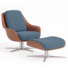 Buy Contemporary Upholstered Design Armchair with Footrest - Aletha Light blue 61066 - in the EU