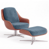 Buy Contemporary Upholstered Design Armchair with Footrest - Aletha Light blue 61066 - in the EU