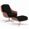 Buy Contemporary Upholstered Design Armchair with Footrest - Aletha Black 61066 with a guarantee