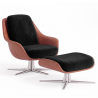 Buy Contemporary Upholstered Design Armchair with Footrest - Aletha Black 61066 with a guarantee