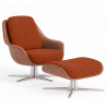 Buy Contemporary Upholstered Design Armchair with Footrest - Aletha Brick 61066 home delivery