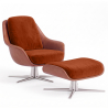Buy Contemporary Upholstered Design Armchair with Footrest - Aletha Brick 61066 home delivery