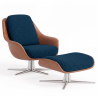 Buy Contemporary Upholstered Design Armchair with Footrest - Aletha Dark blue 61066 at MyFaktory