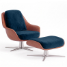 Buy Contemporary Upholstered Design Armchair with Footrest - Aletha Dark blue 61066 at MyFaktory
