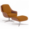 Buy Contemporary Upholstered Design Armchair with Footrest - Aletha Mustard 61066 - in the EU