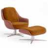 Buy Contemporary Upholstered Design Armchair with Footrest - Aletha Mustard 61066 - in the EU