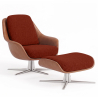 Buy Contemporary Upholstered Design Armchair with Footrest - Aletha Red 61066 with a guarantee