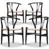 Buy Pack of 4 Dining Chairs Scandinavian Wooden with Rope Seat - Wish Black 61556 - in the EU