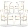 Buy Pack of 4 Dining Chairs Scandinavian Wooden with Rope Seat - Wish Ivory 61556 at MyFaktory